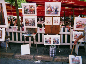 Oljetavlor på konstmarknaden Mont Martre 3:4